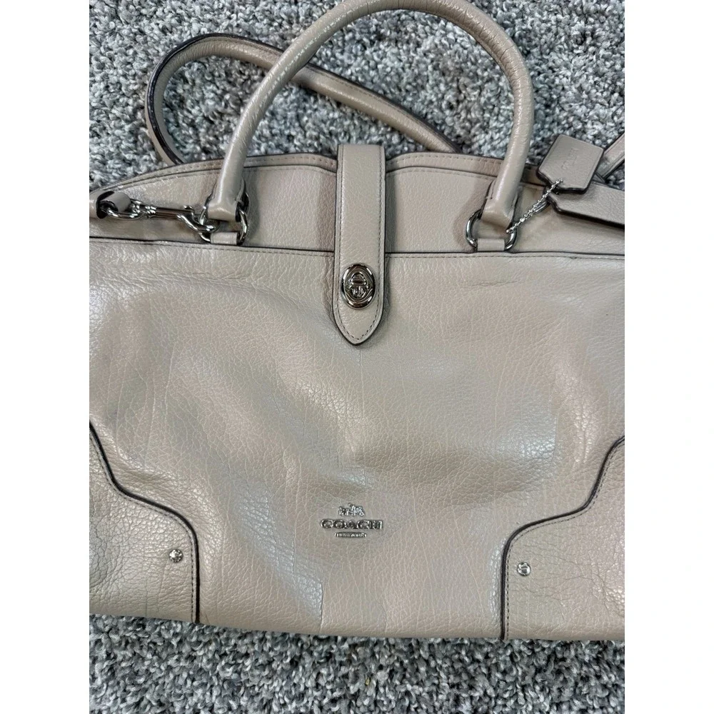 Coach Mercer 30 Satchel Soft Grain Taupe Leather Style 37575